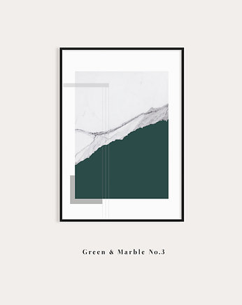 Marble 3 - nowoczesny plakat na ścianę z zielenią i marmurem, OKAZJE - Prezenty na 18 dla syna