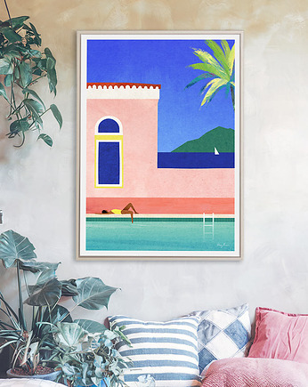 Letnie wakacje nad basenem - plakat fine art, minimalmill