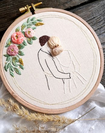 Haftowana pamiątka ślubna, personalizowany prezent na ślub, gingerolla