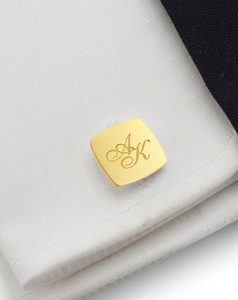 Złote spinki do mankietów z grawerem  srebro, ZaNa Design