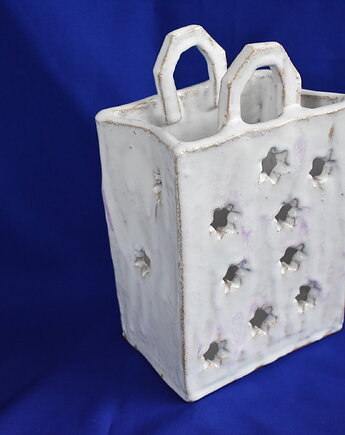 Lampion w kształcie papierowej torebki, Kobaltowa Sroka