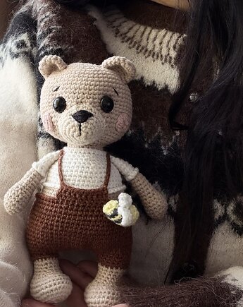 MIŚ na szydełku  amigurumi BOX na prezent narodziny CHRZEST, Atelier Liliputki