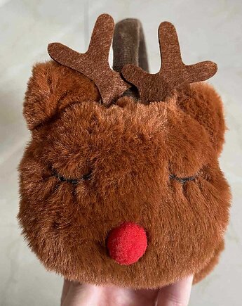 Nauszniki zimowe futrzane Renifer brązowo-rudy, CandySox