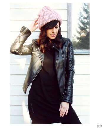 Czapka  beanie z wełną pudrowy róż, Mademoiselle Patrini