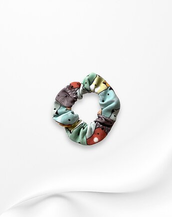 Scrunchie gumka frotka wąska koty kolorowe, Zdunetti