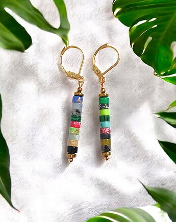 Patyczki: kolorowy mix kamieni: 49mm, bigle zamknięte, kaktusia