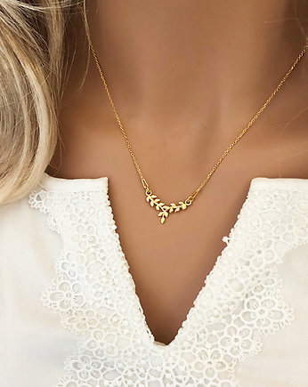 Naszyjnik z gałązką , złote listki prezent, Anemon Atelier