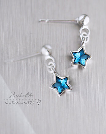 Blue stars - srebrne kolczyki + box, Ewa Saj  Silver