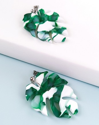 Zielone matowe kolczyki monstera, Marshmaglow