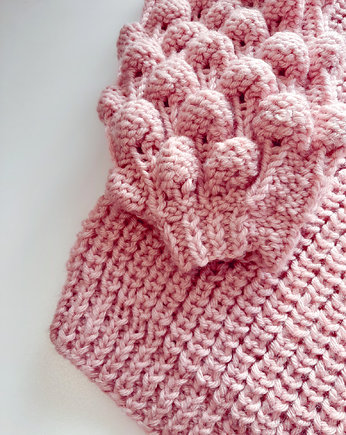 Oversizowy Sweter Bubble Sleeve- brudny róż, WoolTerka HandMade