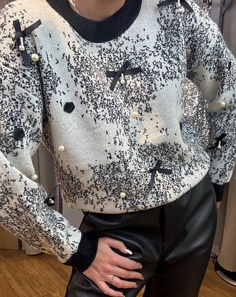 Sweter perełki i kokardki, SOLO moda