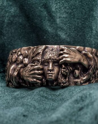 "Szukam człowieka" - artystyczna bransoleta z brązu, Biżuteria z Myśli Odlana