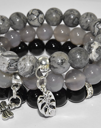 Bransoletka  Agat Jaspis Onyks  Kamień naturalny, Lacasilla