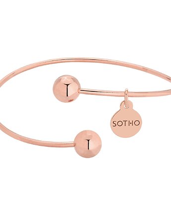 Sztywna bransoletka z różowego złota z kuleczkami, SOTHO