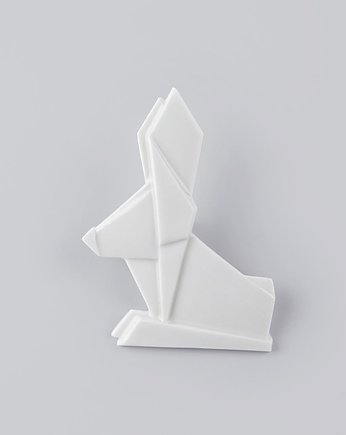 Broszka Porcelanowa Origami Królik Biała, StehlikDesign