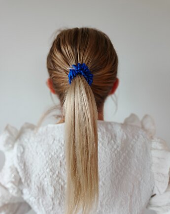 Gumka jedwabna, scrunchie, frotka royal blue MINI, Capillum