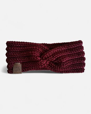 Bordowa opaska na głowę z wełną merino , Malowane Nitki