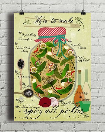 Spicy Pickles - plakat kuchenny art giclee, minimalmill