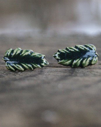 Kolczyki ceramiczne Zielony Leśny Elf, Gliniana Koniczynka