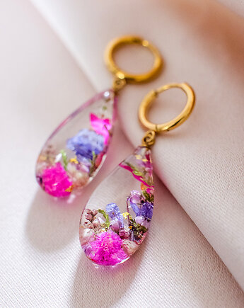 Kolczyki z kompozycją kwiatową, nature gift