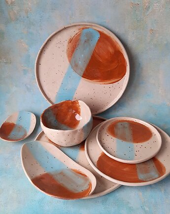 Piękny zestaw ceramiczny handmade dla dwojga, Ceramika Wydry