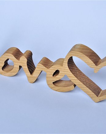 Drewniany napis love, jesion, Drewniane dodatki