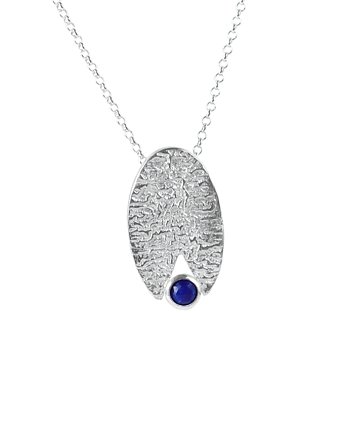 Srebrny wisiorek owal z lapisem lazuli lub innym kamieniem, Bellamente
