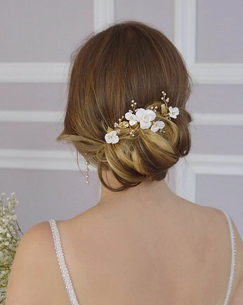 Trzy kokówki z kwiatkami i złotymi listkami, Anelis Atelier
