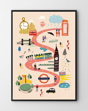 Ilustrowany Londyn  - plakat różne formaty, OKAZJE - Prezenty pod Choinkę