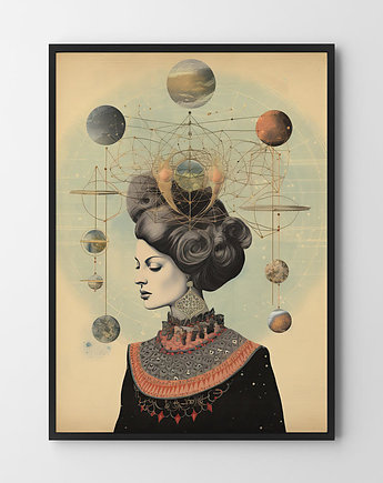 Plakat Kobieta astrologia kolaż beżowy, HOG STUDIO