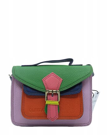 Torebka damska skórzana listonoszka kolorowa rączka regulowany pasek OLIVKA, Olivka Warsaw