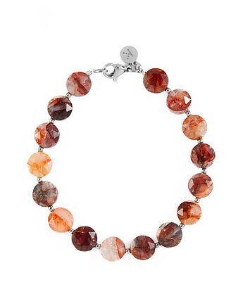 Bransoletka z bordowych kamieni miłości - Wersja Srebrna, Kulka Bransoletki