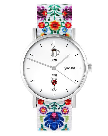 Zegarek - Kawa i wino - folk biały, nato, yenoo