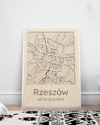Mapa z ulicami RZESZÓW Obraz drewniany na ścianę, OSOBY - Prezent dla szefa