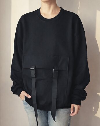 Jedna kieszeń czarna obszerna bluza, ONE MUG A DAY