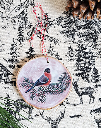 Drewniana, ręcznie robiona ozdoba choinkowa, możliwa personalizacja, gil, Eliza Konofalska