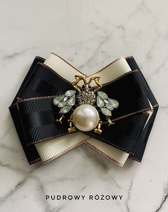 Brosza z cudnym Owadem z perłą i kryształkami   New Jesień, Pudrowy Różowy