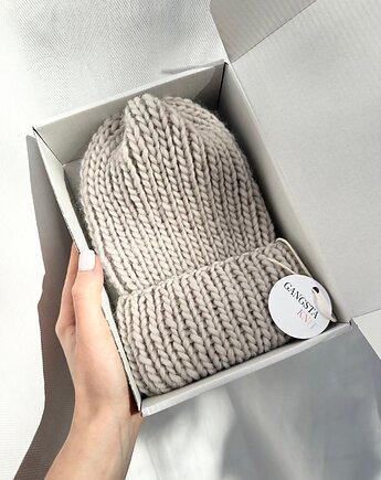 Bestseller wełniana czapka Lily 100% wełna handmade ręcznie robiona, GANGSTA KNIT