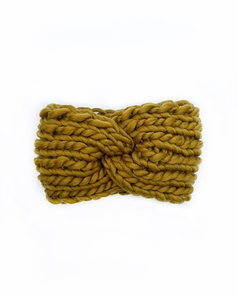 Oliwkowa opaska turban z wełny peruwiańskiej, Holy Alpaca Knit