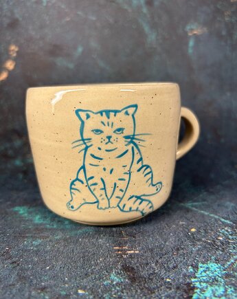 Kubek gruby kotek handmade, purka ceramics