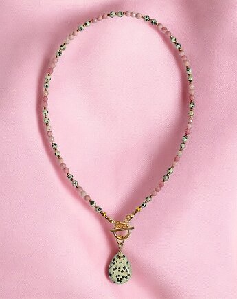 Jaspis dalmatyński i rodonit : naszyjnik, kaktusia