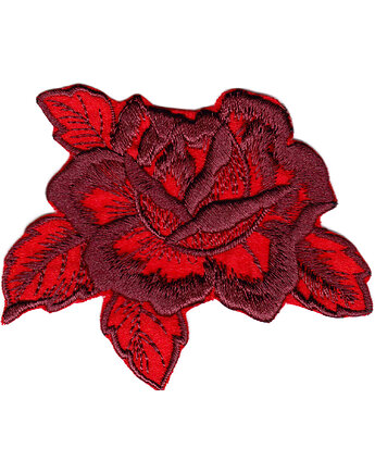 Naszywka naprasowanka RÓŻA BORDOWA termo haft dla dzieci 9,2x7,5cm, Wyszywane