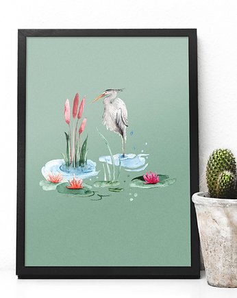 Czapla - plakat A4/A3, Justyna Mioduszewska