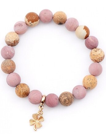 Rodonit i Jaspis - bransoletka z kamieni naturalnych, Kulka Bransoletki