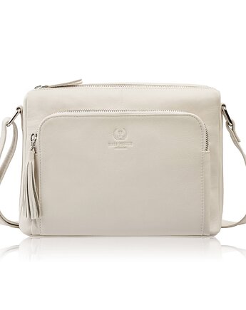 Torebka damska na ramię skórzana beżowa klasyczna miejska Paolo Peruzzi, Paolo Peruzzi