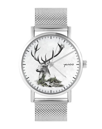 Zegarek - Jeleń, Into the Wild - bransoleta mesh, yenoo