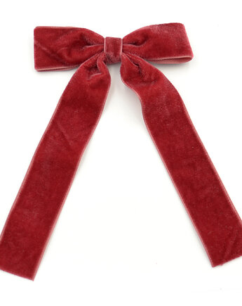 Spinka do włosów dla dziewczynki kokarda długa bordowa welurowa świąteczna, FairyBows