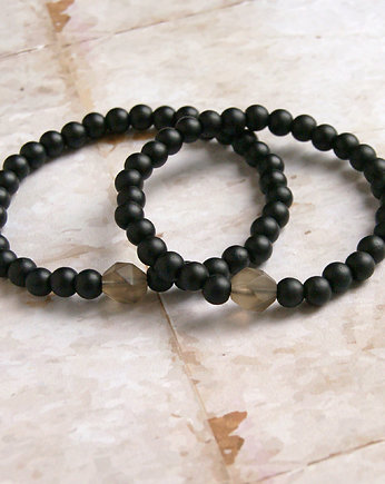 KOMPLET dla PARY : kwarc dymny, onyks, kaktusia