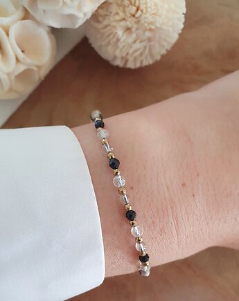Bransoletka z czarnym turmalinem, cytrynem i kryształem górskim, LEI handmade 