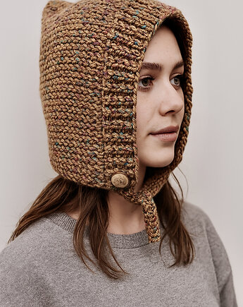 Balaclava kominiarka kaptur zamiast czapki z wełną merino i bawełną, splotomaniaa